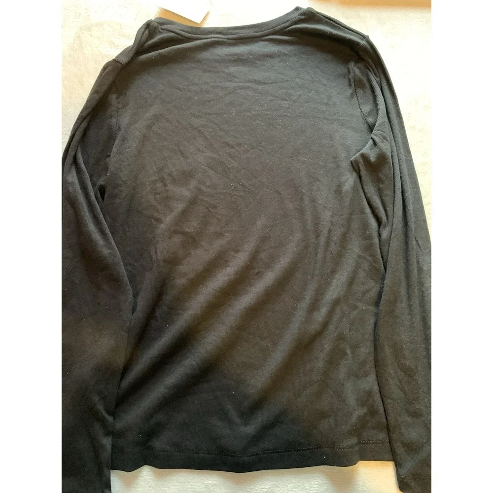 A New Day  Size XL Black Ribbed Long Sleeve Top Crew Neck Women's New With Tags - Picture 4 of 4